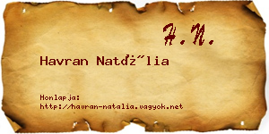 Havran Natália névjegykártya